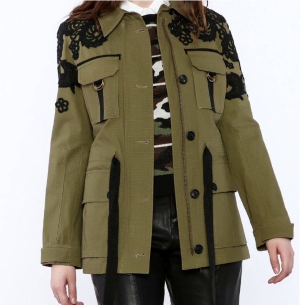 NWOT Veronica Beard Heritage Utility Jacket Lace 0 Green Military Blazer $695